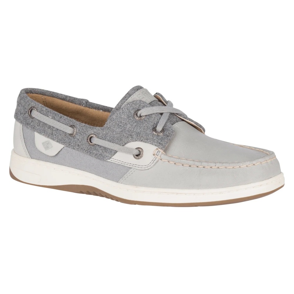 Sperry Bluefish Womens Grey Wool Leather Boat Shoe STS84435 Size 5.5M